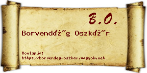 Borvendég Oszkár névjegykártya